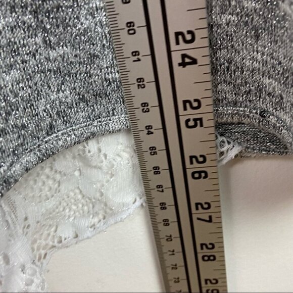 Sloane & Sadie Grey Lace Back Shoulder Zipper‎ Knit Stretch Sweater Size Large L - Picture 10 of 15